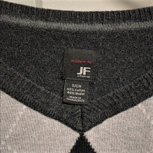 J Ferrar Shades Of Gray Black Diamond Print Modal Blend Pull Over Sweater S - Picture 4 of 6
